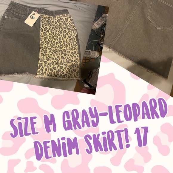 Super cute size M skirt! 1/2 leopard 1/2 gray! - Picture 1 of 5